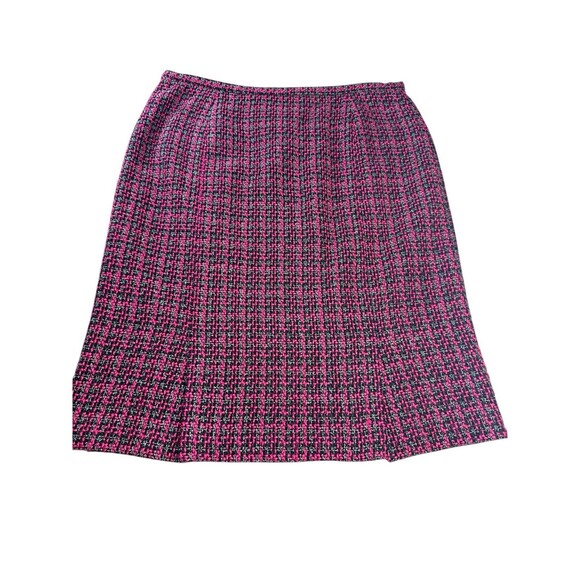 Pendleton Tweed Skirt Pink Black Wool Blend Lined Slit Faux Pockets 16P Classic - Picture 4 of 10